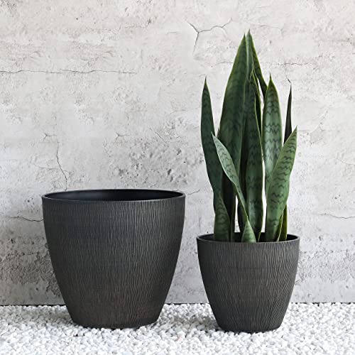 Worth Resin Planter for Outdoor Plants 3 Pack Large Plastic Flower Pots Lightweight Decorative