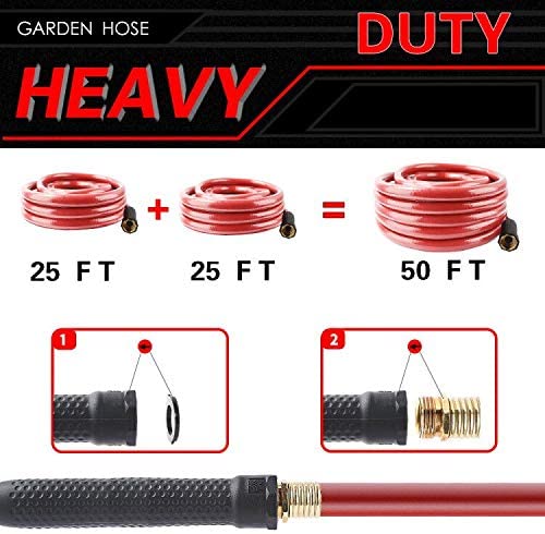 Worth® Heavy Duty Garden Water Hose 5/8" X 25 ft Durable PVC leader no kink hose female to female H155B06