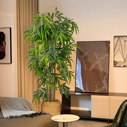 Worth 5.6ft Bamboo Silk Trees Artificial Plants Faux Bamboo Tree w/ 20g Dry Moss