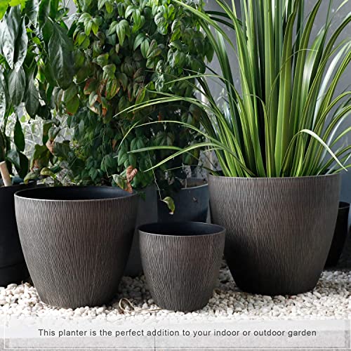 Worth Resin Planter for Outdoor Plants 3 Pack Large Plastic Flower Pots Lightweight Decorative