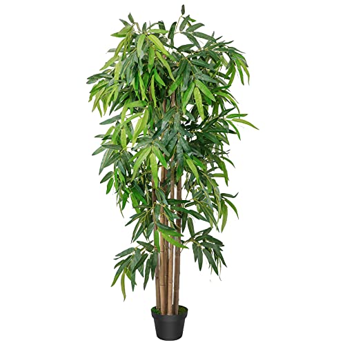 Worth 5.6ft Bamboo Silk Trees Artificial Plants Faux Bamboo Tree w/ 20g Dry Moss