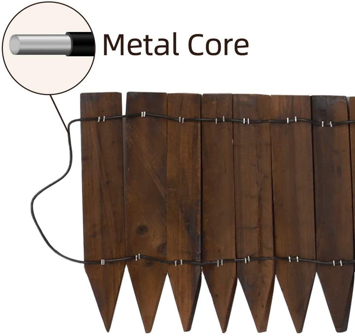 Worth Garden Wooden Short Fence Edging Burnt Wood Finish Outdoor Garden Lawn Landscape Edging Flexible Decorative Border Tree Fence - Spring Garden & Yard Maintenance - 11.8'' H x 42'' L