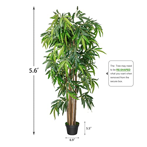 Worth 5.6ft Bamboo Silk Trees Artificial Plants Faux Bamboo Tree w/ 20g Dry Moss