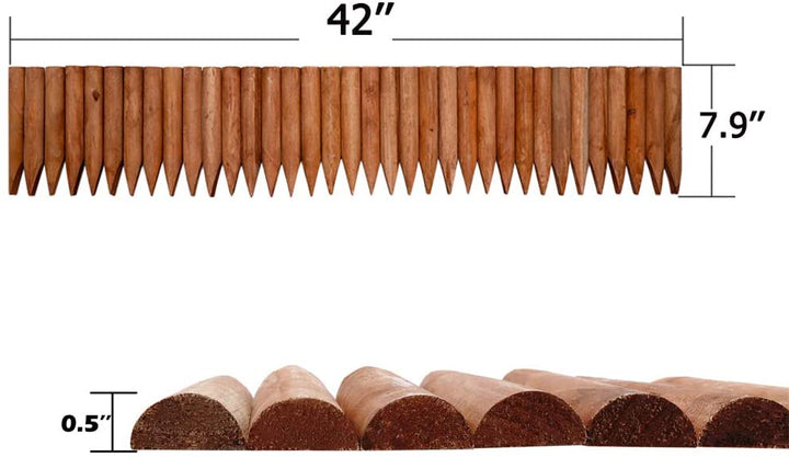 Worth Garden 3.5 Ft Wooden Short Fence Outdoor Landscape Edging Flexible Decorative Border - Tree Fence - Spring Garden & Yard Maintenance - 7.9'' H x 42'' L - (H:7.9'', brown)