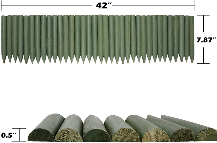 Worth Garden 3.5 Ft Wooden Short Fence Outdoor Landscape Edging Flexible Decorative Border - Tree Fence - Spring Garden & Yard Maintenance - 7.9'' H x 42'' L - (H:7.9'', Green)