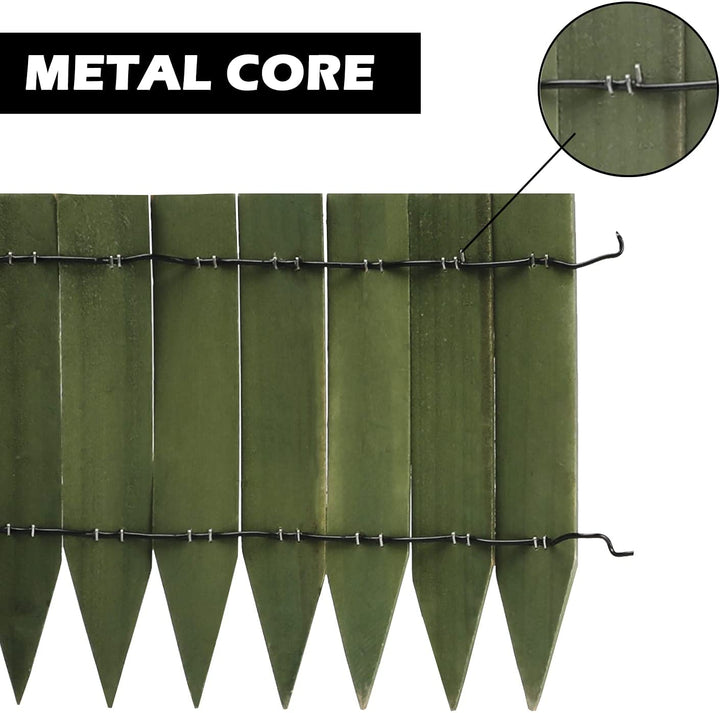Worth Garden 3.5 Ft Wooden Short Fence Outdoor Landscape Edging Flexible Decorative Border - Tree Fence - Spring Garden & Yard Maintenance - 7.9'' H x 42'' L - (H:7.9'', Green)