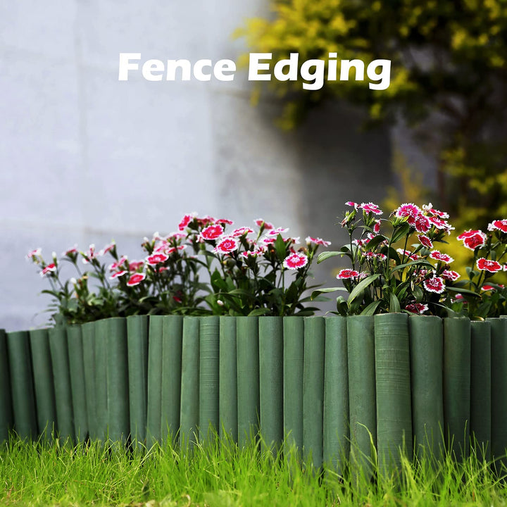 Worth Garden 3.5 Ft Wooden Short Fence Outdoor Landscape Edging Flexible Decorative Border - Tree Fence - Spring Garden & Yard Maintenance - 7.9'' H x 42'' L - (H:7.9'', Green)