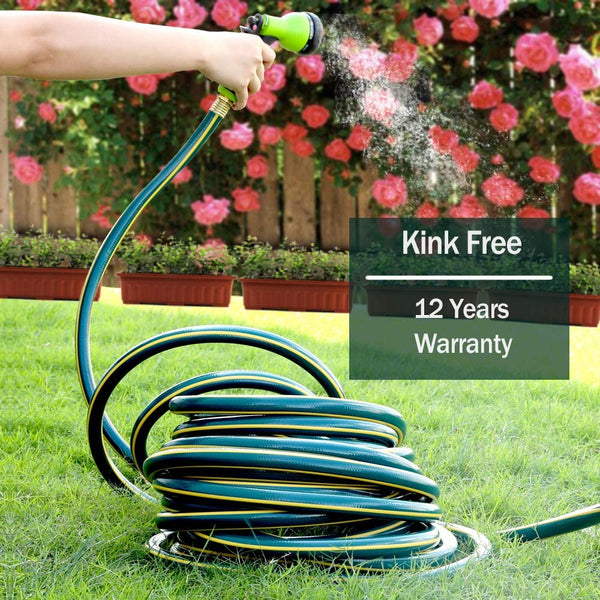 Worth® Heavy Duty Garden Water Hose 5/8" X 25 ft Durable PVC leader no kink hose female to female H155B14