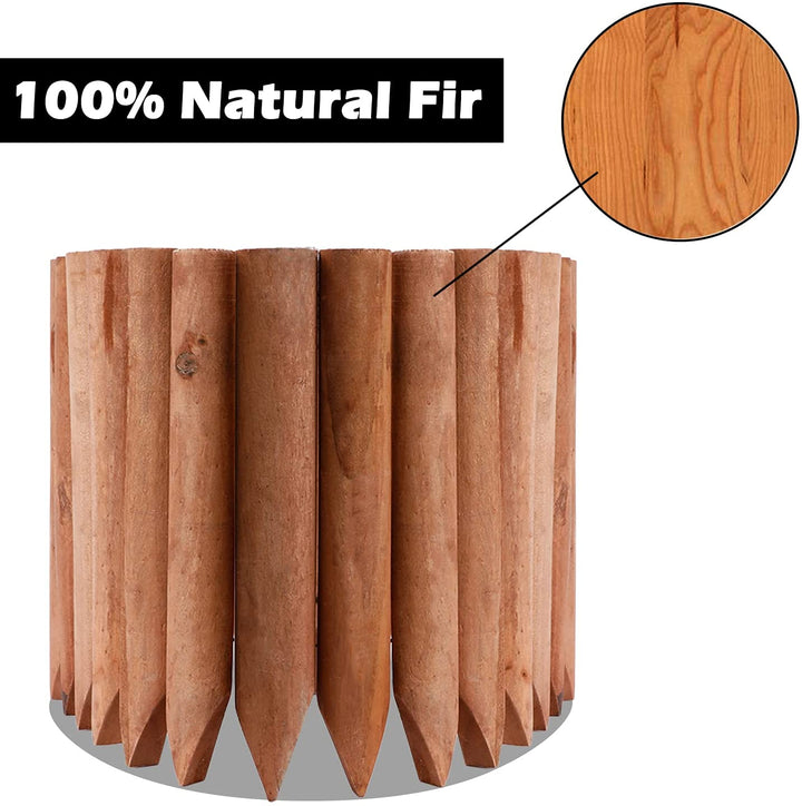 Worth Garden 3.5 Ft Wooden Short Fence Outdoor Landscape Edging Flexible Decorative Border - Tree Fence - Spring Garden & Yard Maintenance - 7.9'' H x 42'' L - (H:7.9'', brown)