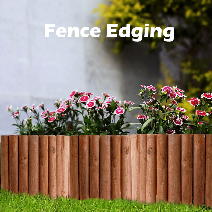 Worth Garden 3.5 Ft Wooden Short Fence Outdoor Landscape Edging Flexible Decorative Border - Tree Fence - Spring Garden & Yard Maintenance - 7.9'' H x 42'' L - (H:7.9'', brown)