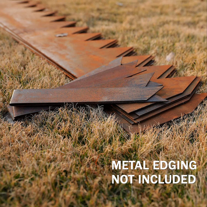 Worth 6 Pack Pre-Rusted Cor-Ten Steel Landscape garden Edging 40" L x 5.5" H for Lawn Yard w/ 7 Clips & Gloves