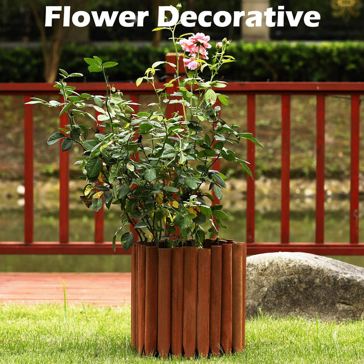 Worth Garden 3.5 Ft Wooden Short Fence Outdoor Landscape Edging Flexible Decorative Border - Tree Fence - Spring Garden & Yard Maintenance - 7.9'' H x 42'' L - (H:7.9'', brown)