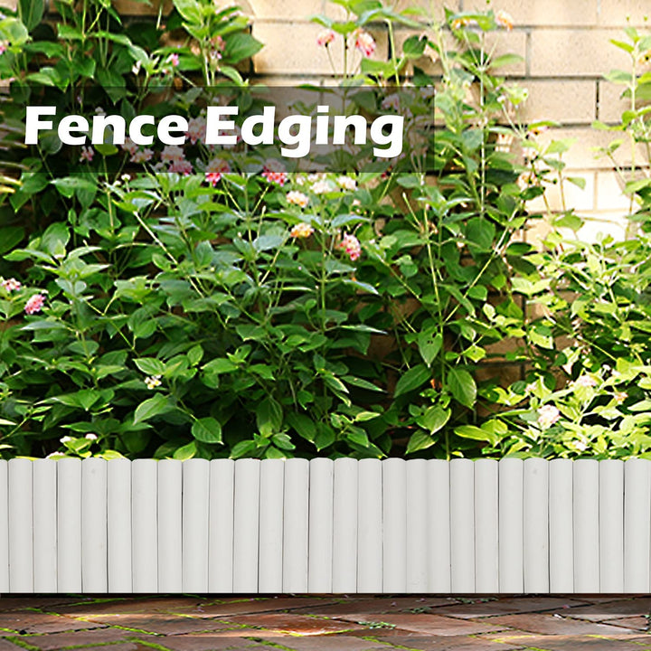Worth Garden 3.5 Ft Wooden Short Fence Outdoor Landscape Edging Flexible Decorative Border - Tree Fence - Spring Garden & Yard Maintenance - 7.9'' H x 42'' L - (H:7.9'', white)