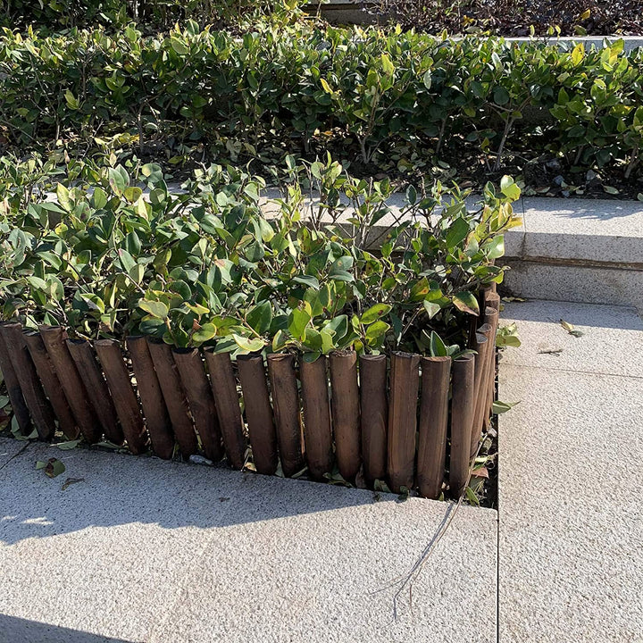 Worth Garden Wooden Short Fence Edging Burnt Wood Finish Outdoor Garden Lawn Landscape Edging Flexible Decorative Border Tree Fence - Spring Garden & Yard Maintenance - 11.8'' H x 42'' L