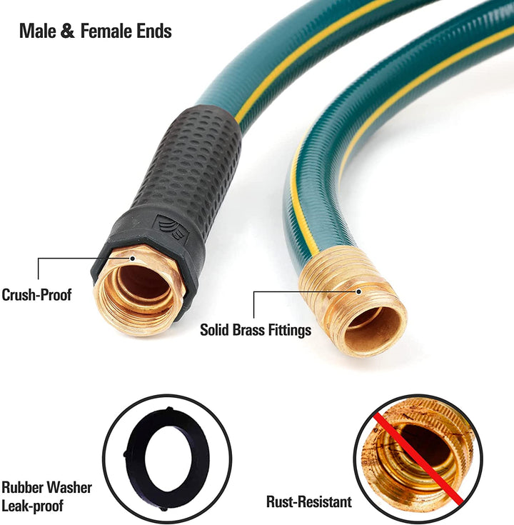 Worth Garden LEADER Short Garden Hose 3/4 in. x 2 ft NO KINK No Leaking LEAD-IN Water Hose with Male to Female Fittings PVC Durable Garden Pipe with Brass for Household &commercial Use rubber hose garden hose 2 ft garden leader hose extention short garden hose 2 feet kink coil garden hose lead garden lead in 2 foot garden hose heavy duty